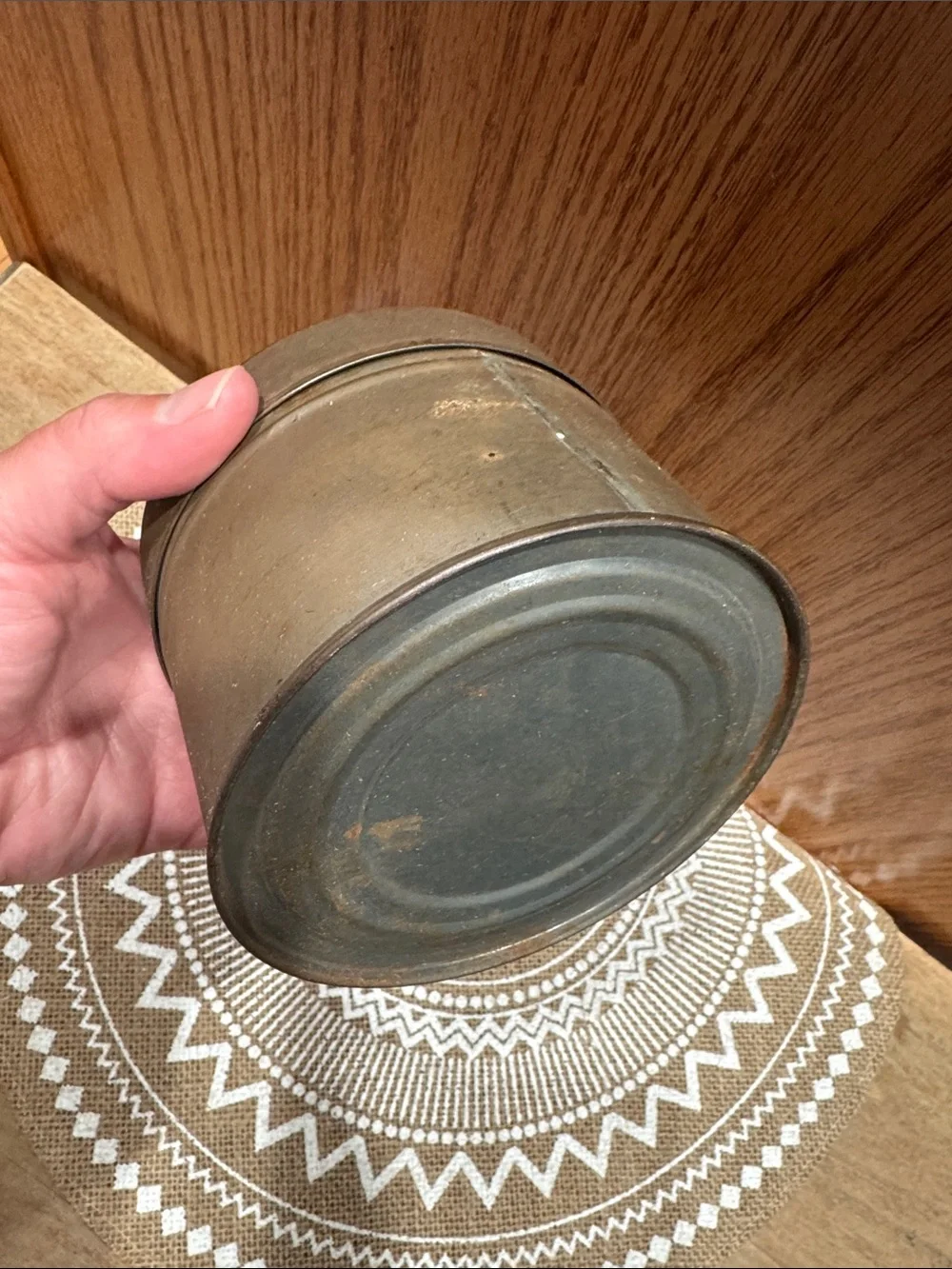 Vintage Round Metal Storage Tin for decor, display, upcycle, small item storage